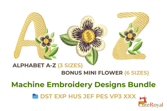 Download Floral Alphabet Embroidery Bundle - Premium Resources
