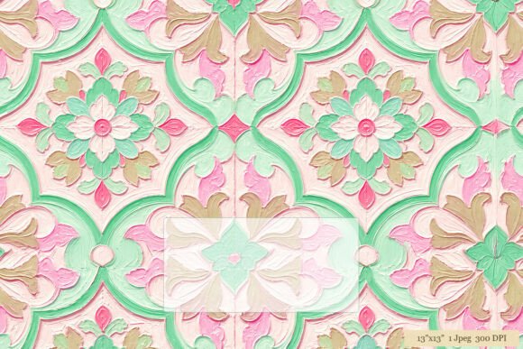 Download Mint Pink Damask Floral Tile Pattern - Floral tile Collection