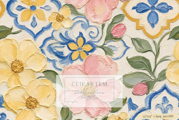 Download Oil Paint Floral Tile Pattern - Floral tile Collection