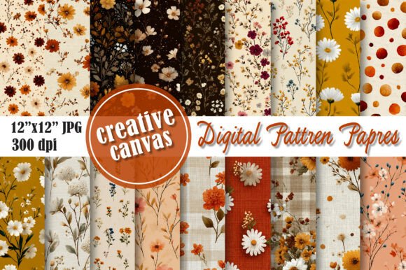 Download Autumn Floral Digital Paper Bundle - Premium Resources