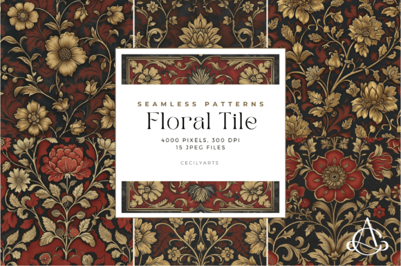 Download Red Floral Tile Seamless Patterns - Floral tile Collection