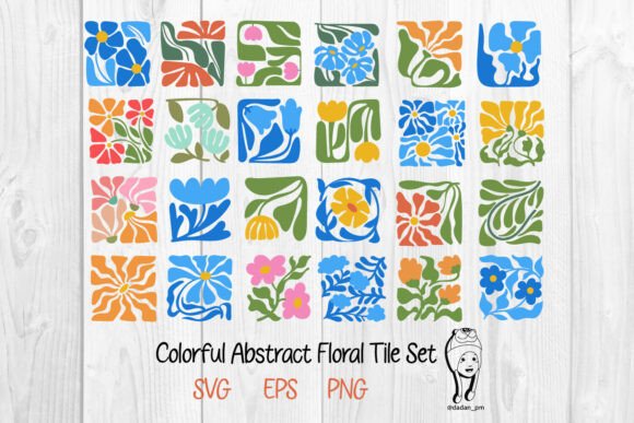 Download Colorful Abstract Floral Tile Set - Floral tile Collection