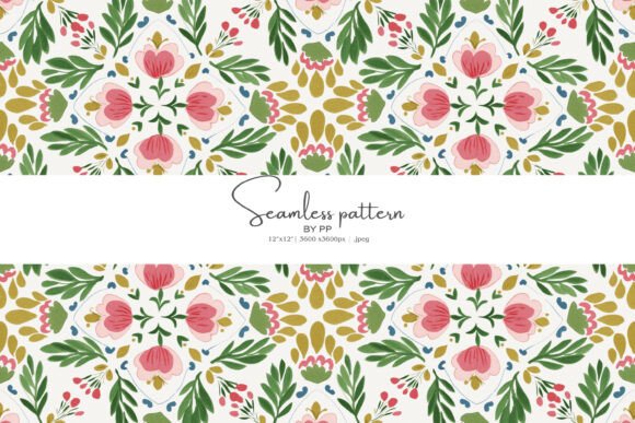 Download Folk Floral Tile Seamless Pattern - Floral tile Collection